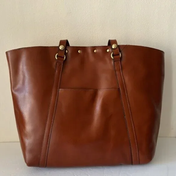 Patricia Nash Benvenuto LeatherStud Shoulder Handbag Tan Brown Shoulder Bags